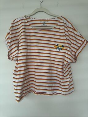 Disney Striped Cruise Line Yellow Red Minnie Mouse Cropped Top Resort Beach XL